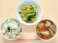 鶏肉と大根のスープ煮と小松菜・白菜の和え物と菜飯