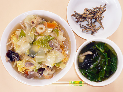 皿うどんと菜の花スープ