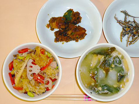 いとこ煮と五目おこわと納豆汁