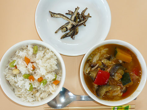 ラタトゥイユと枝豆ピラフ