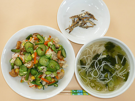 夏ちらしずしと彩り素麺のすまし汁