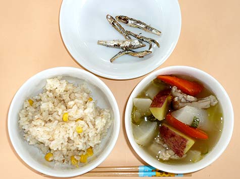 鶏肉と大根のスープ煮とツナピラフ