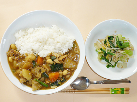 豆カレーと白菜のおかか和え